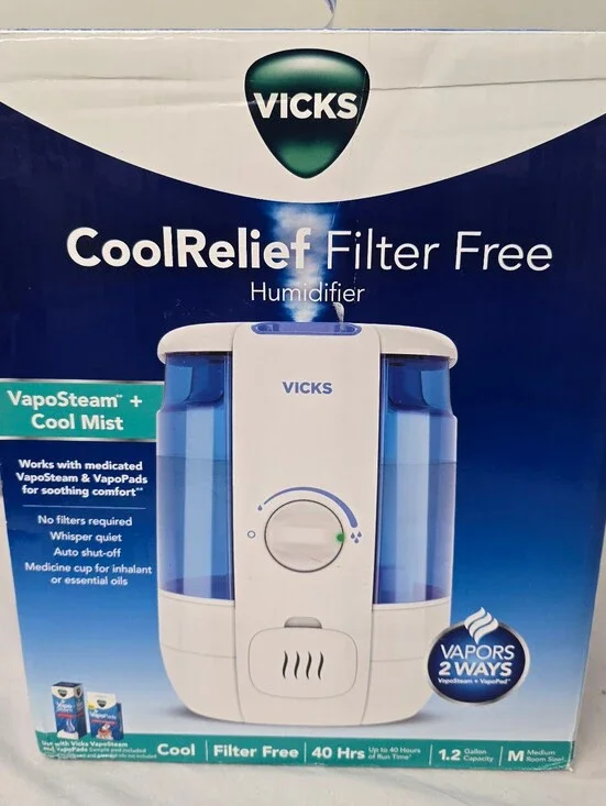 Vicks 1.2 gal 400 sq ft Cool Relief Filter Free Ultrasonic Humidifier, VUL600