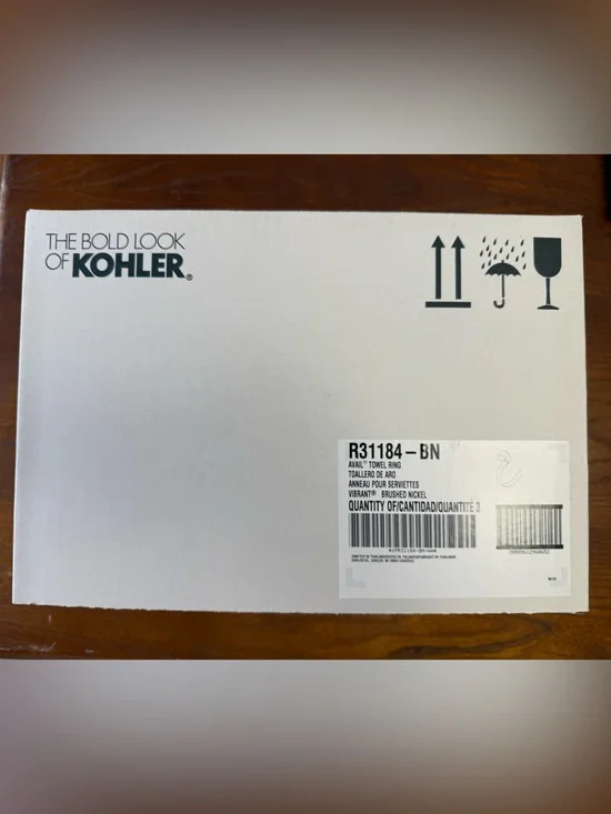 SET OF 3 Kohler R31184-BN Towel Ring - Brushed Nickel