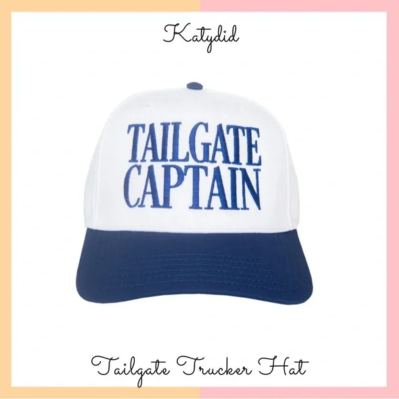 White and Blue Tailgate Captain Trucker Hat