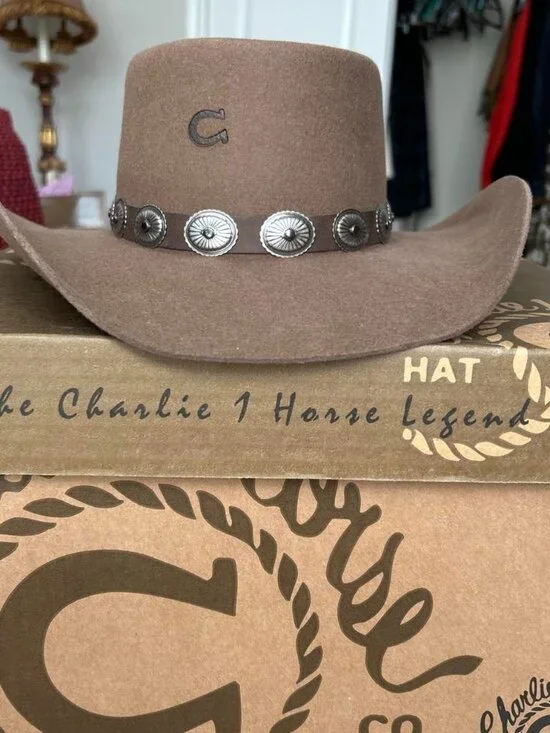 Charlie 1 Horse Brown & Tan Felt x 4 Cowboy Hat Women's Small