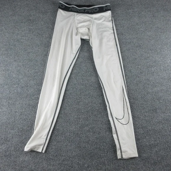 Nike Pro Compression Leggings Mens S White Dri-FIT Running Leggings Base Layer