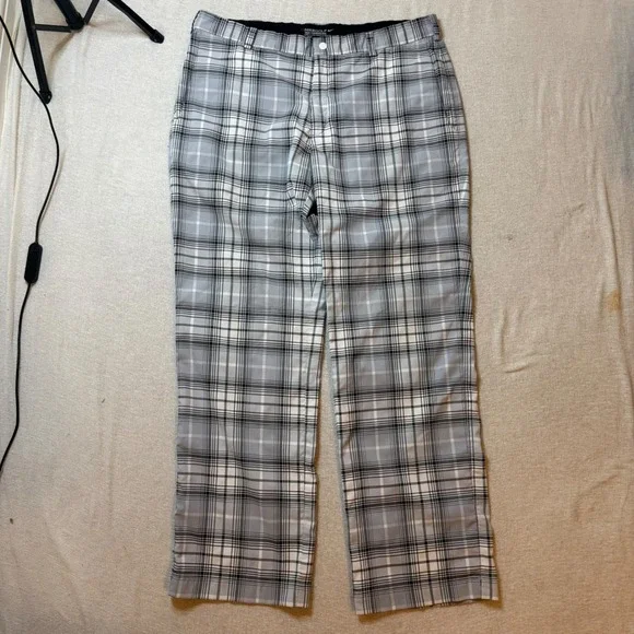 Nike Golf Pants Mens 35x30 Grey Plaid Dri-FIT Tour Performance 509741-101