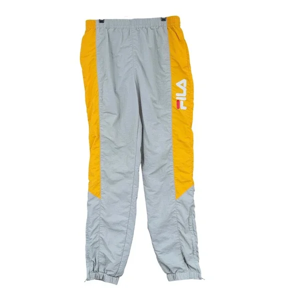 FILA Urban Outfitters Track Pants Mens Nylon Gray Yellow Colorblock