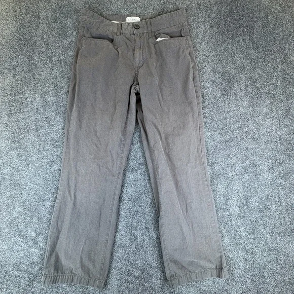 Calvin Klein Twill Pants Mens 28x27.5 Gray Cotton Mid Rise Pockets Straight Leg‎