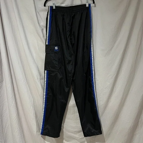 Vintage Y2K Spalding Track Pants – Royal Blue‎ w/ White Stripes (Size M)