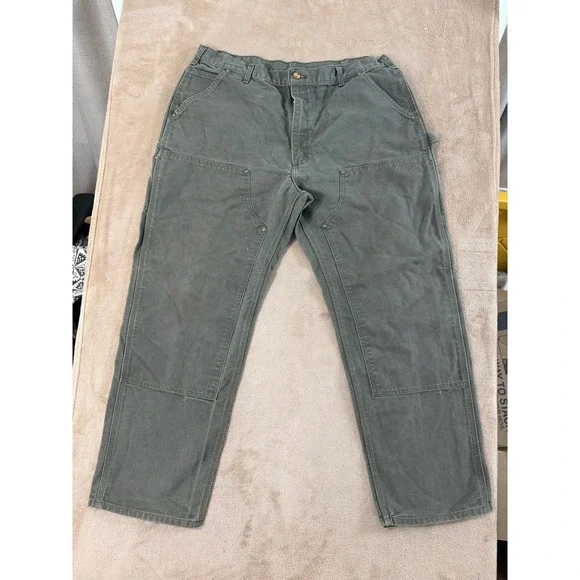 Vintage Carhartt B01‎ MOS Double Front Work Pants Mens Size 40x32 Moss Green