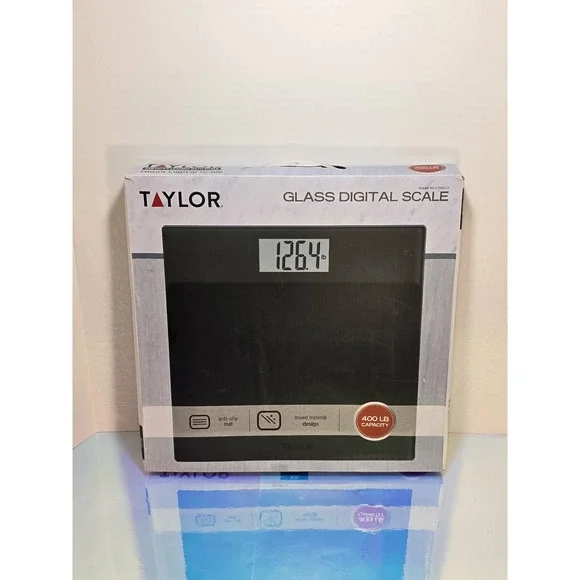 Taylor Glass Digital Bathroom Scale 400 lb Capacity Black‎ Model 5274503 New