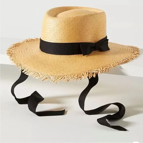Anthropologie x Elegancia Tropical Straw Boater Size M