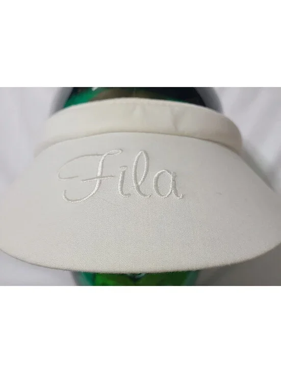 Vtg Fila Visor Womens Size OSFA White Sun Hat Script Embroidery 80s Golf Tennis