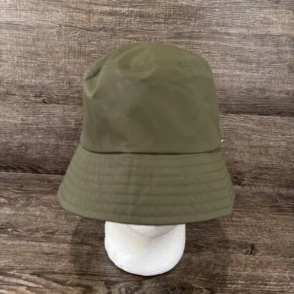 ANINE BING Bucket Hat Women's Large Green Nylon Lined Logo Lightweight