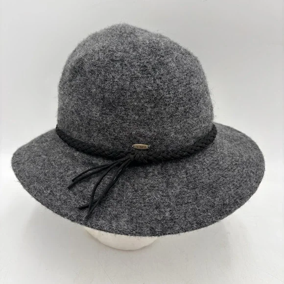 Scala Packable Wool Blend Gray Floppy Hat One Size Boho Travel EUC