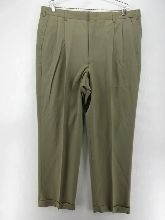 VTG Brooks Brothers Pants 40 Wool Trousers Pleated Cuffed USA 40X31