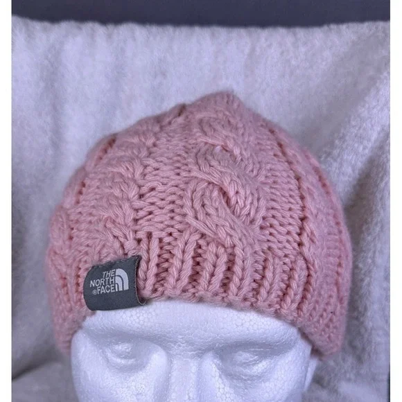 The North Face Pink Cable-Knit Wool/Alpaca‎ Blend Beanie Hat 0/S Ski Snowboard