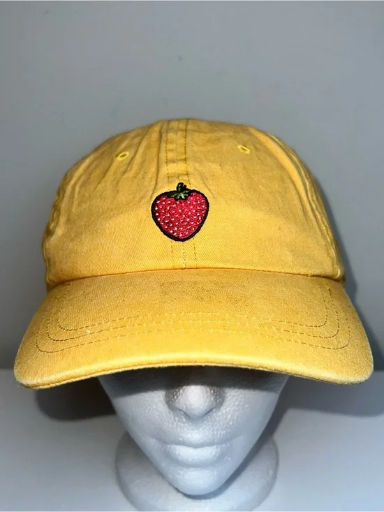 Yellow Strawberry Embroidered Baseball Cap