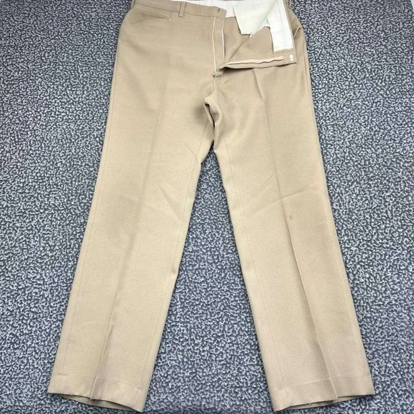 Vintage Haggar Magic Stretch Dress Pants Men 38x32 Khaki Tan Pockets
