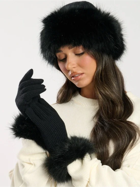 Black Faux Fur Headband