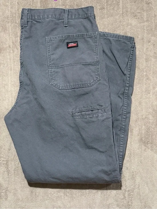 Dickies Y2K Carpenter Pants Men’s 42x32 Gray Distressed Workwear Canvas Outdoor