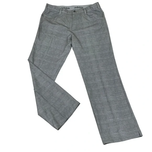 Adidas‎ Mens Grey Heathered Golf Pants 36x32 Flat Front Stretch Trousers