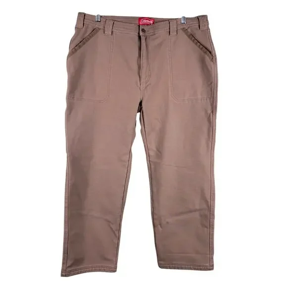 Coleman Men's Size 40x30 Brown Fleece Lined Utility Carpenter Stretch Work Pants