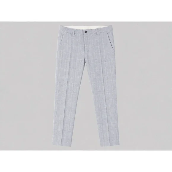 Alfani Slim Fit Dress Pants Mens 33x32 Light Blue Glen Plaid Stretch Trousers