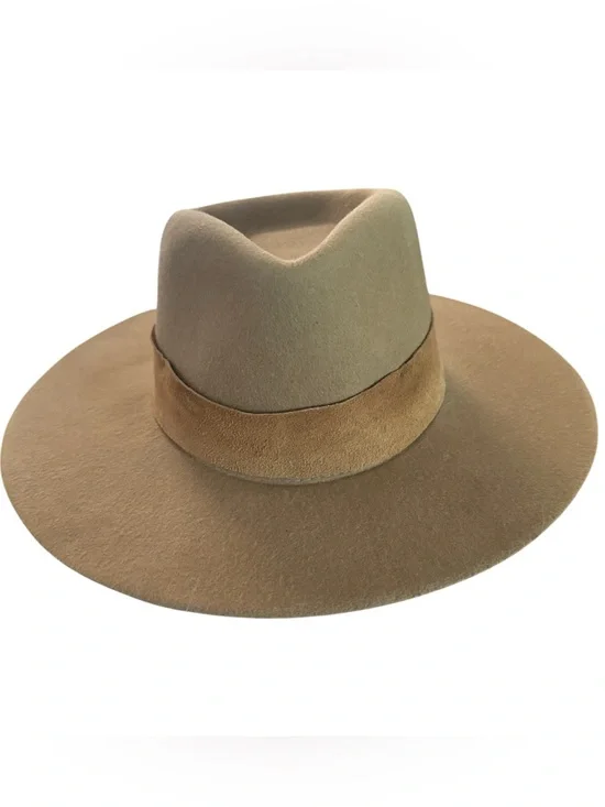 Wyeth  100% Wool Two toned Rancher/ Fedora Hat| Camel Taupe Wide OS