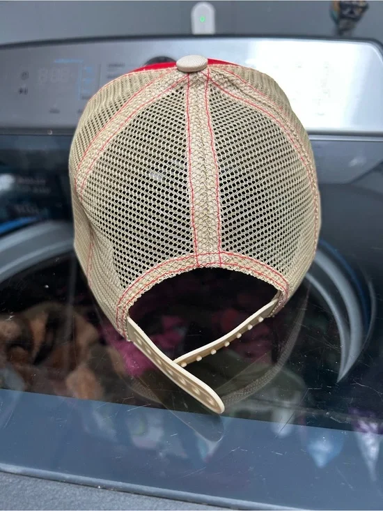 Von Dutch Red and Beige Mesh Trucker Hat