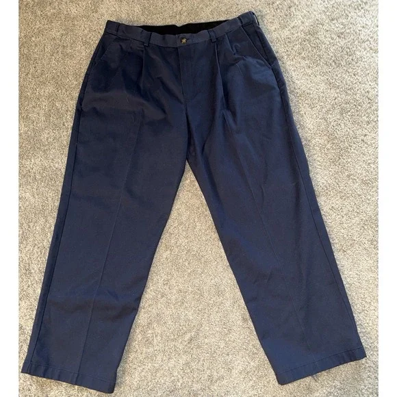 L.L.Bean Chino Men's 40x30 Navy Comfort‎ Waist Cotton Flat Front Casual Pants