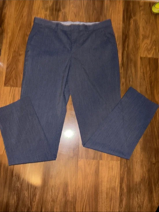 Express Slim Stretch Navy Dress Pants - Striped Lining