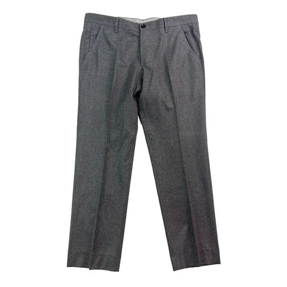 Hugo Boss Gustaf 38x30 Gray Flannel 100% Wool 5 Pocket Pants Flat‎ Front Tapered
