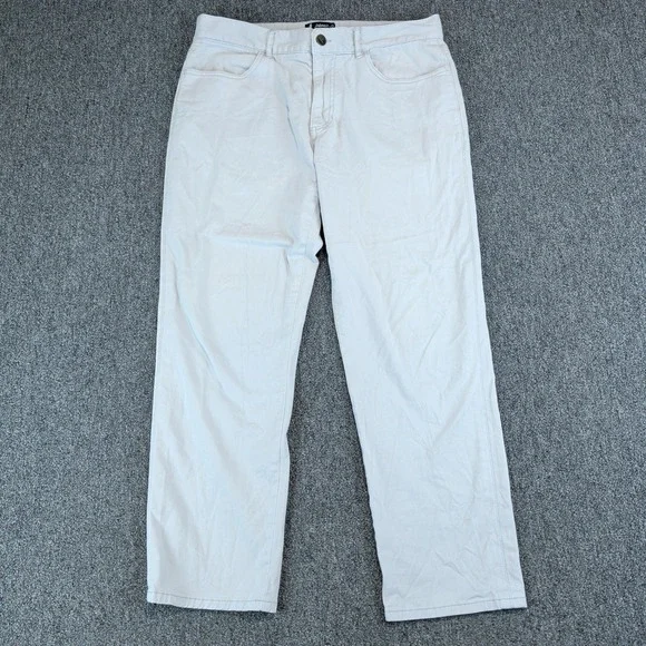 Johnnie-O West Coast Prep Mens 34x30 Light Gray Cotton Stretch 5 Pocket Pants