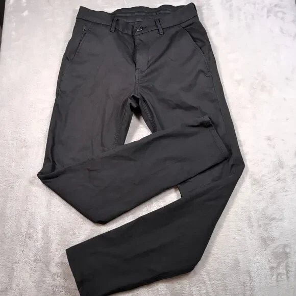 DUER Smart Stretch Pants Mens 30x32‎ (30x31) Black Slim Fit Dress Chino Travel