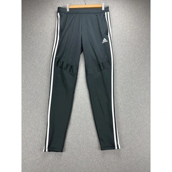 Adidas Track Pants Mens S Gray 3 Stripe Aeroready Athletic Tapered Leg Zip Ankle