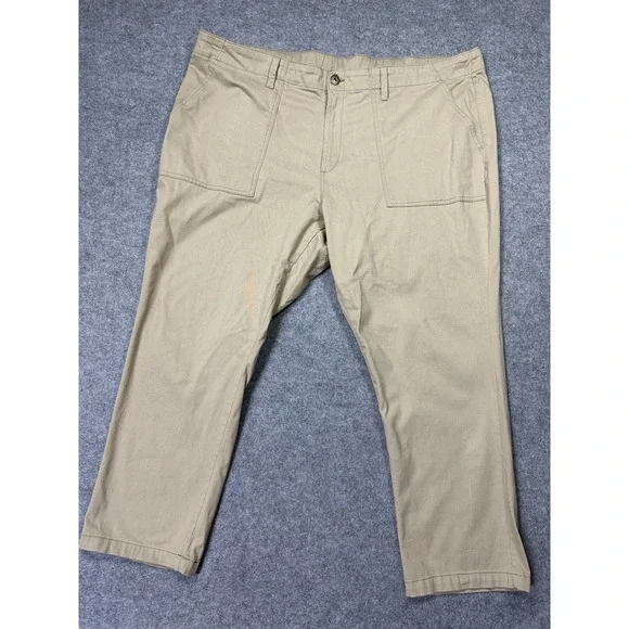 St Johns Bay Mens 24W Khaki Tan Stretch Twill Utility‎ Patch Pocket Pants 46x27