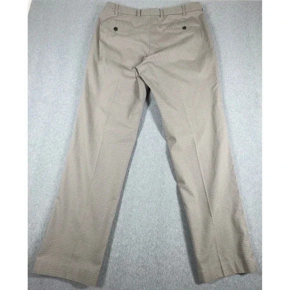 Brooks Brothers Clark Pants Mens 36x32 Beige Cotton Stretch Check‎