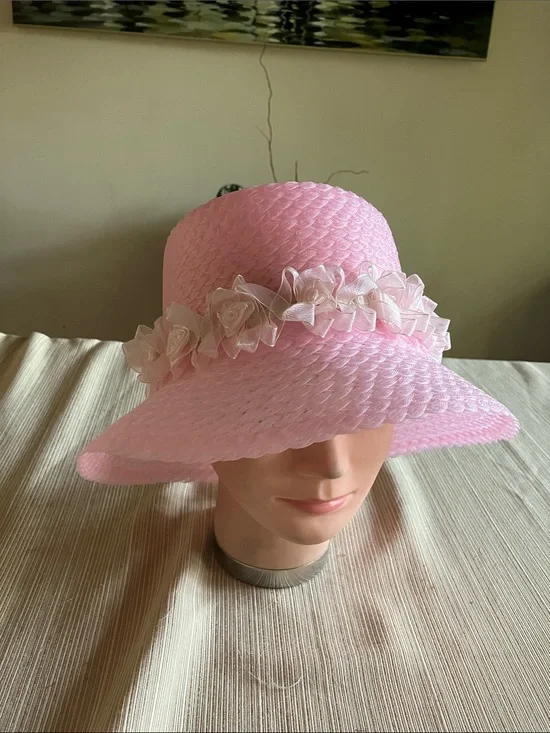 Chic Light Pink Bucket Hat with Ribbon Rosettes 🌹