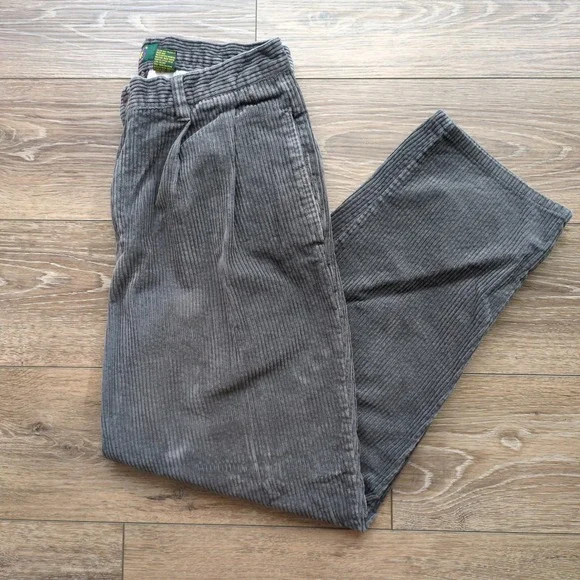Vtg Y2K Club Room Chunky Corduroy Pants Gray Pleated Relaxed Baggy Grunge 34x30