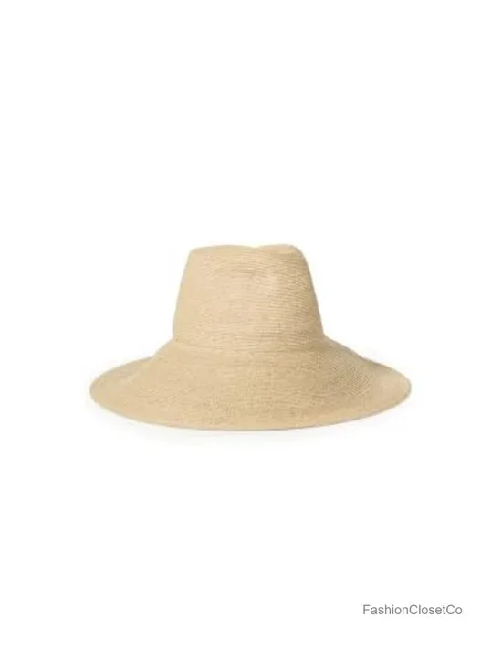 Woven Raffia Pinched Crown Fedora Hat