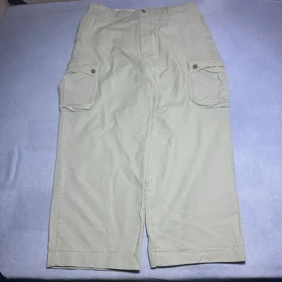 VTG Abercrombie & Fitch Y2K Baggy Wide Leg Cargo Parachute Pants Skater Sz 36x28