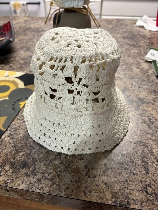 Peter Grimm Cream Crochet Bucket Hat