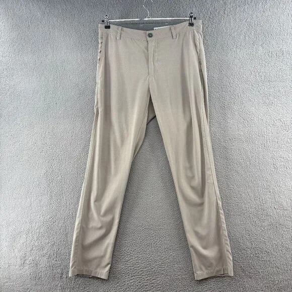LinkSoul John Ashworth Men’s 34 Khaki Golf Pants Stretch Performance Flat Front