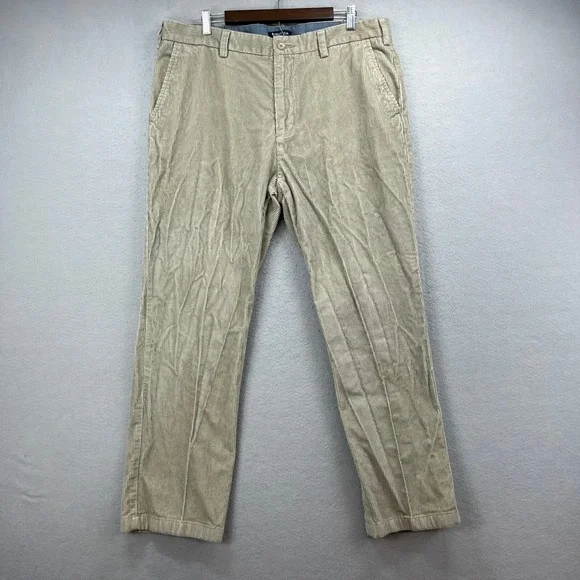 Nautica The Deck Pant Mens 38x30* Tan Corduroy Flat Front Straight Cord Trousers