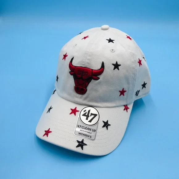 '47 Brand Chicago Bulls Hat Womens Adjustable‎ Clean Up White Star Embroidered