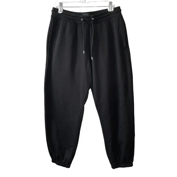 H&M Jogger‎ Sweatpants Mens Medium Black Excellent Relaxed Fit Fleece Drawstring