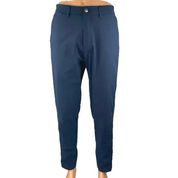 Lululemon Men's Blue Straight Leg High Waist Chino Trousers Dress Pants Size 33