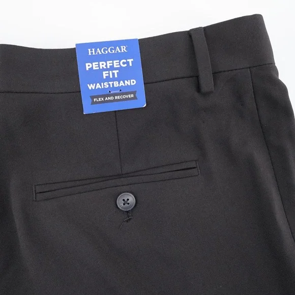 Haggar Perfect Fit‎ Waistband Dress Pants Black Mens 42x32
