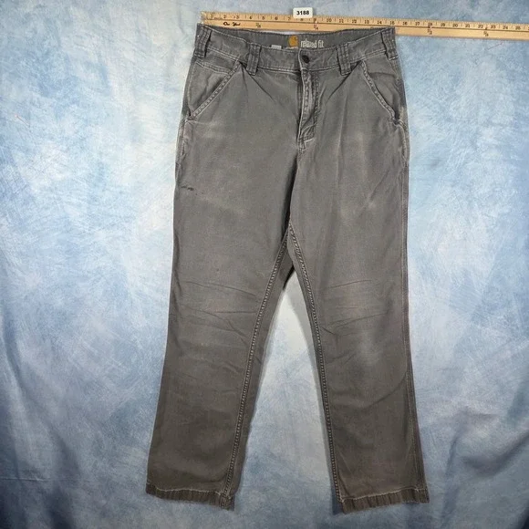Carhartt Mens Relaxed Fit Canvas Work Pants Gray 32x32 Utility Carpenter Trouser
