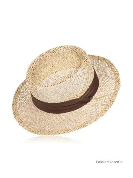 Hollow Out Straw Sun Hat - Breathable & Lightweight for Beach Vacation
