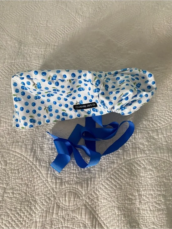 Sunshine Caps Co Euro Surgical Style Scrub Cap Blueberry Print