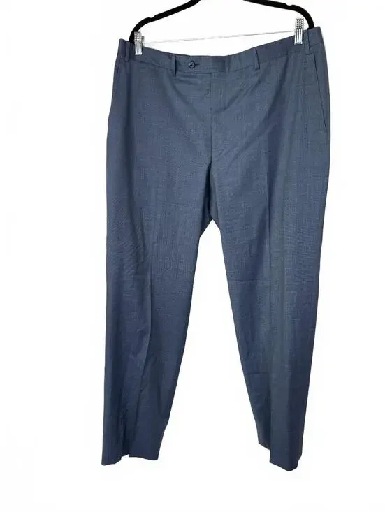 Canali Men's Wool Dress Pants Blue Size 37 (EU Size 54)