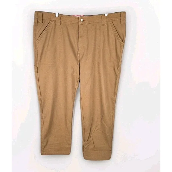 Coleman Mens Fleece Lined Canvas Utility Work Pants Tan Brown 40x32 Straight Leg